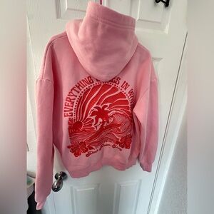 Pink Palm Puff “Everything Comes in Waves” Hoodie in pink- M - GUC